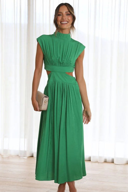 Elegant Cutout Mock Neck Sleeveless Dress
