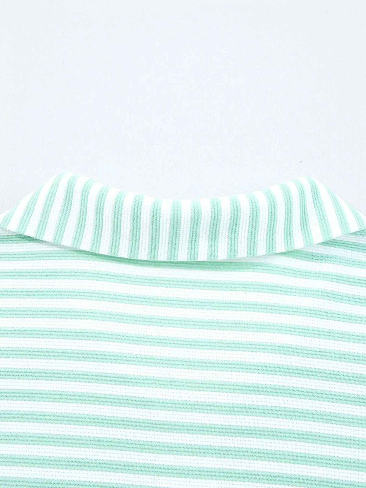 Stripe Quarter Zip Collar Long Sleeve Top