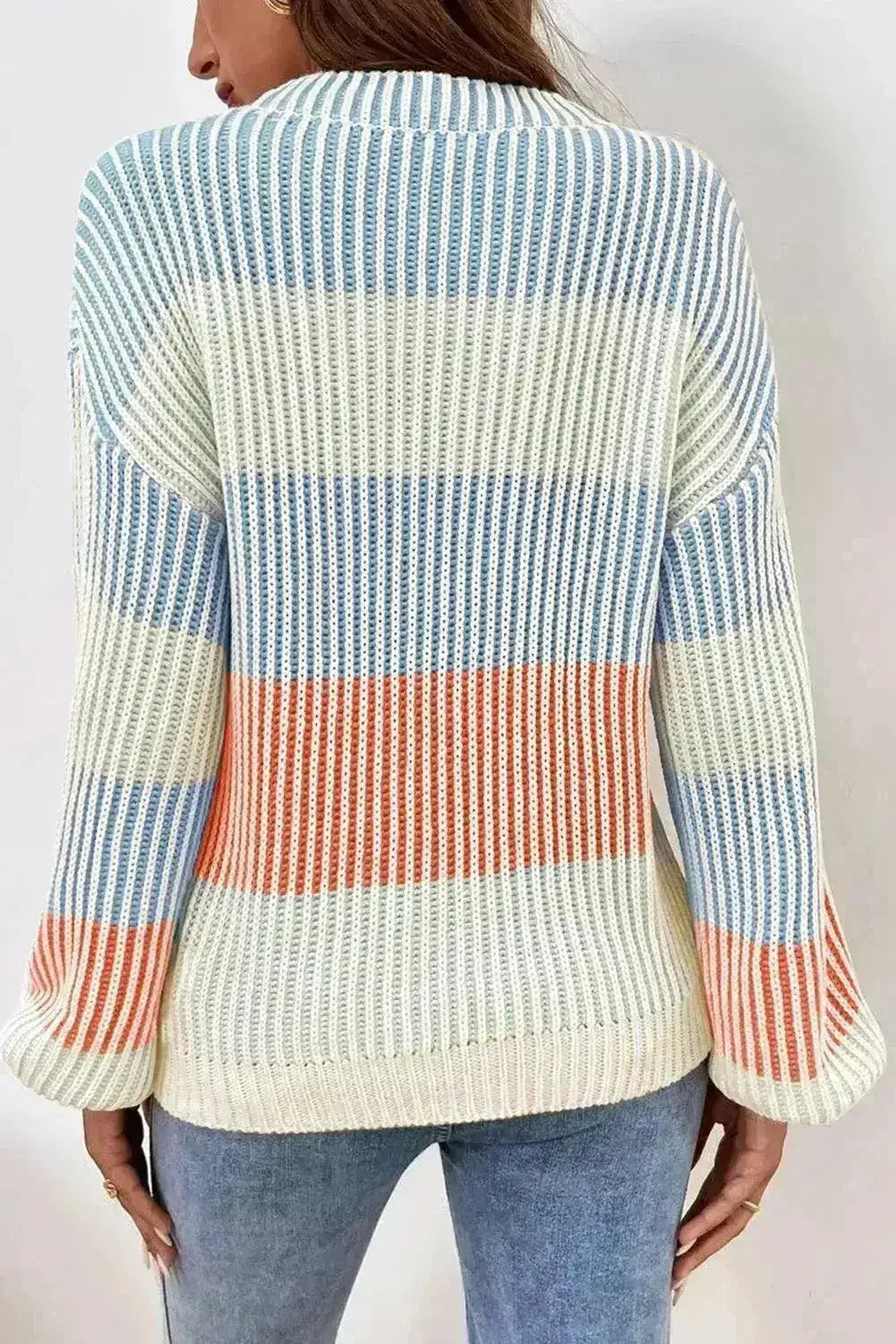 Pink Colorblock Knit Bubble Sleeve Sweater – Femstylo