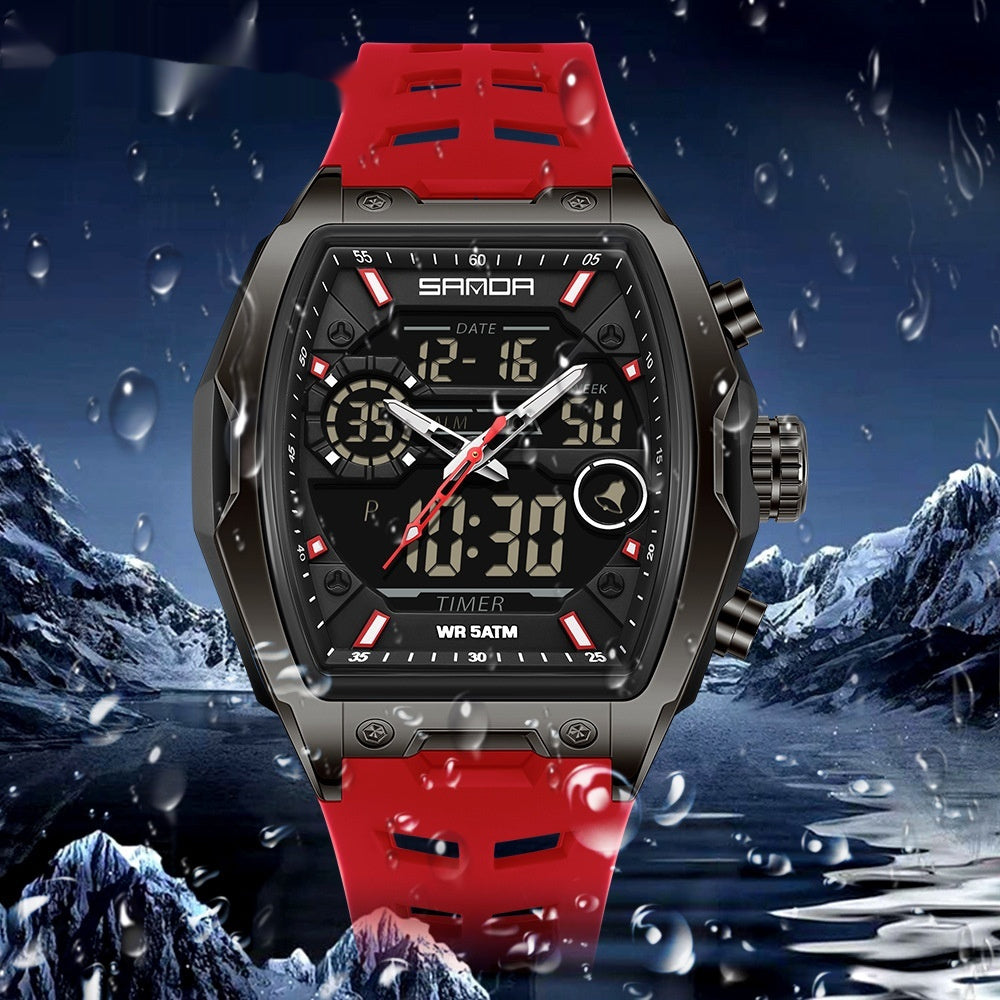 Barrel-shaped Waterproof Multifunctional Alarm Clock Student Sports Watch