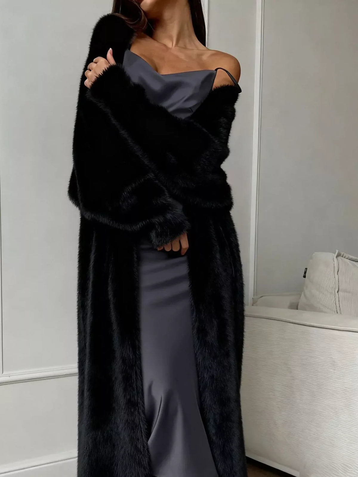 Fuzzy Open Front Longline Cardigan