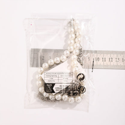 Pearl Tassel Fun Design Double-layer Retro Necklace Women&