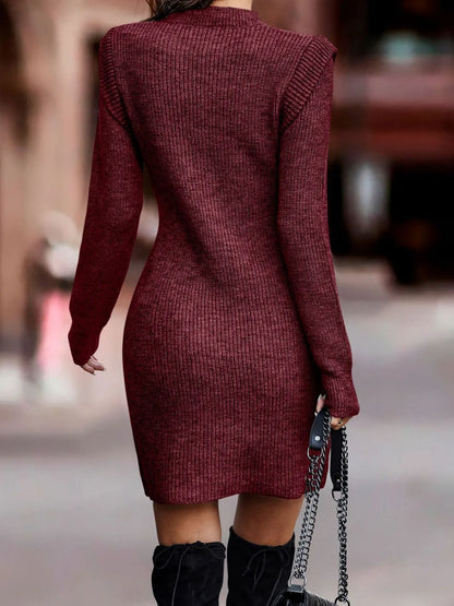 Full Size Ribbed Knit Bodycon Sweater Dress Plus Size