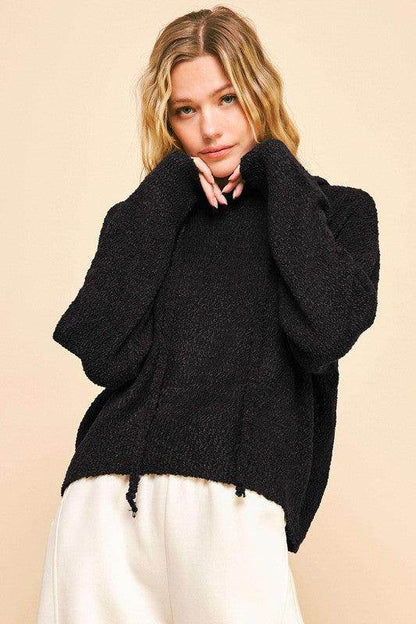 Davi &amp; Dani Drop Shoulder Long Sleeve Hooded Sweater for Women