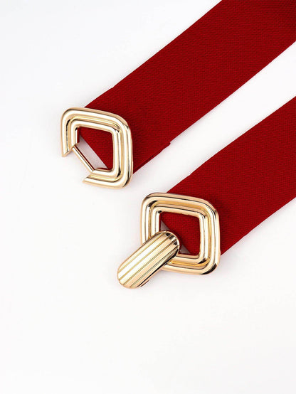 Geometric Buckle Elastic Wide Belt for Stylish Comfort