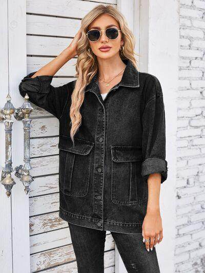 Button Up Long Sleeve Denim Jacket for Stylish Looks