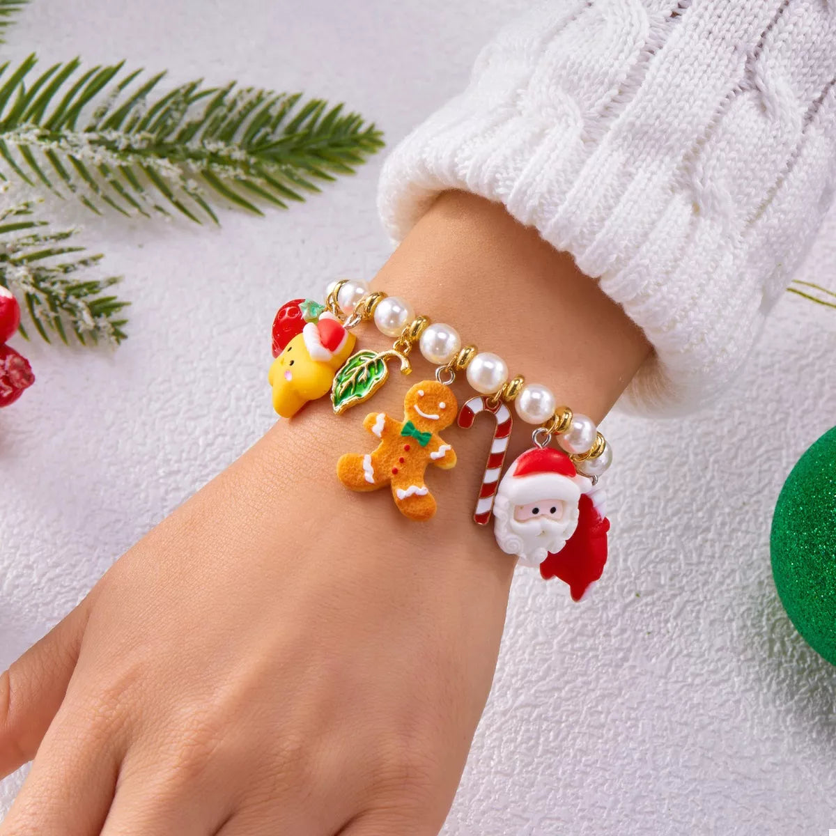 Christmas Charm Pearl Bracelet
