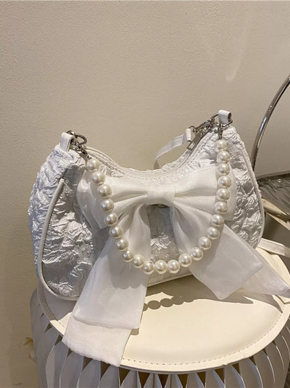 Bow Pearl Chain Crossbody Bag