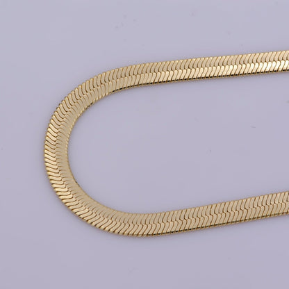 4mm Flat Snake Herringbone Minimalist 16 Inch Choker Layering Necklace | WA-364 Clearance Pricing