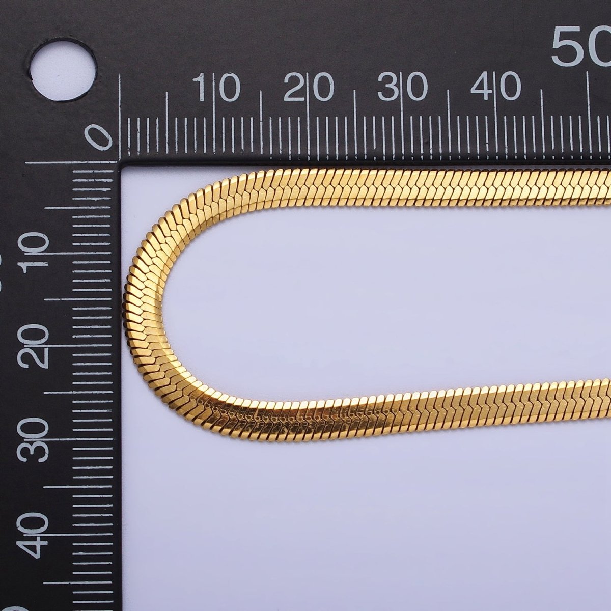 4mm Gold Herringbone Chain Necklace Silver Flat Snake Chain Stainless Steel Chain 18 inch | WA-1554 WA-1555 Clearance Pricing