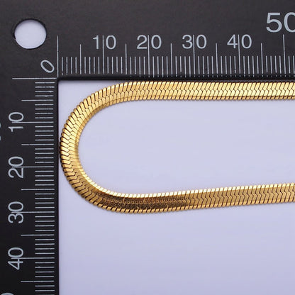 4mm Gold Herringbone Chain Necklace Silver Flat Snake Chain Stainless Steel Chain 18 inch | WA-1554 WA-1555 Clearance Pricing