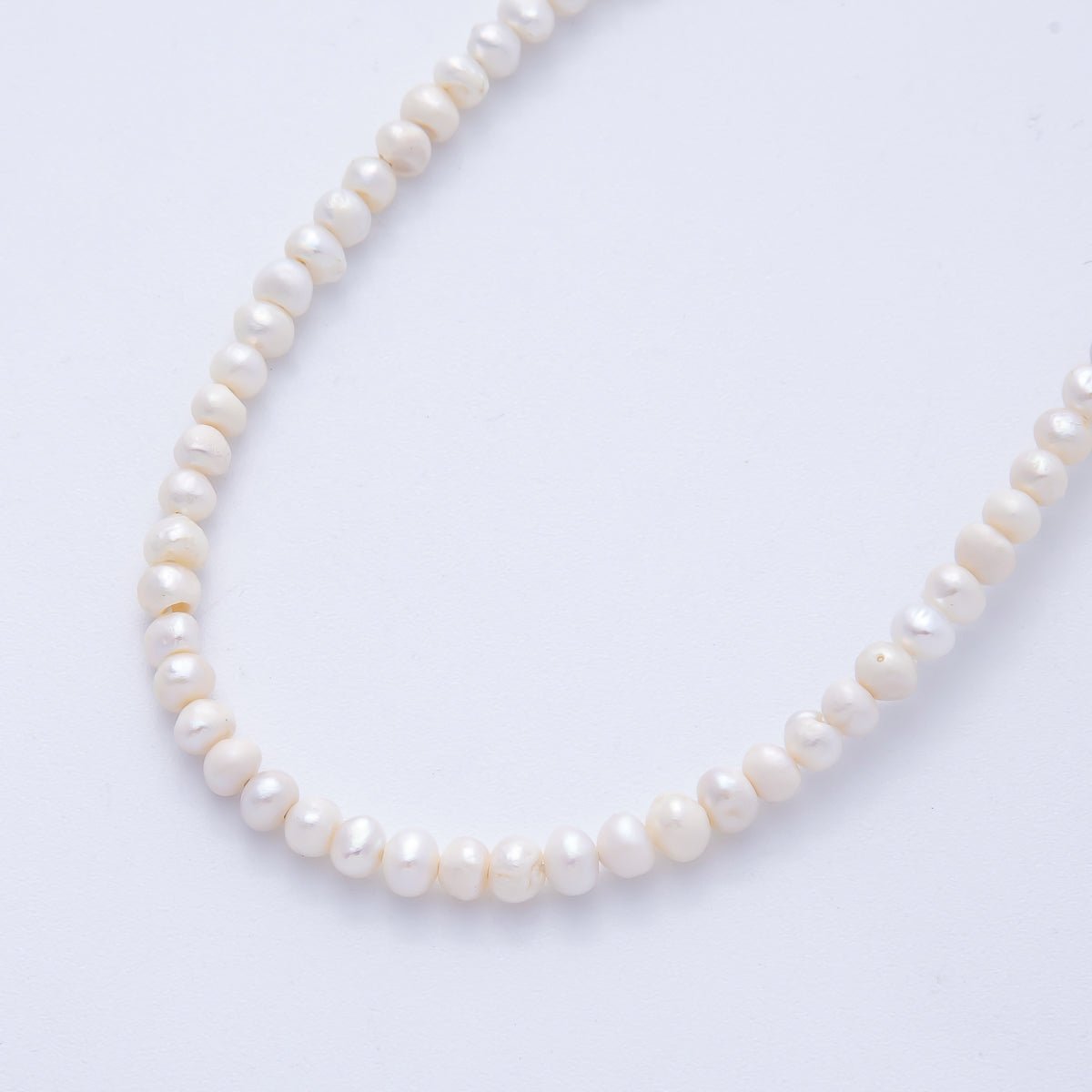 4mm Off White Button Round Freshwater Pearl Strand Finding | WA-04187