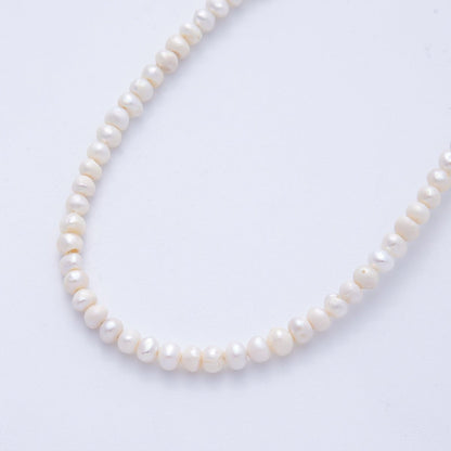 4mm Off White Button Round Freshwater Pearl Strand Finding | WA-04187