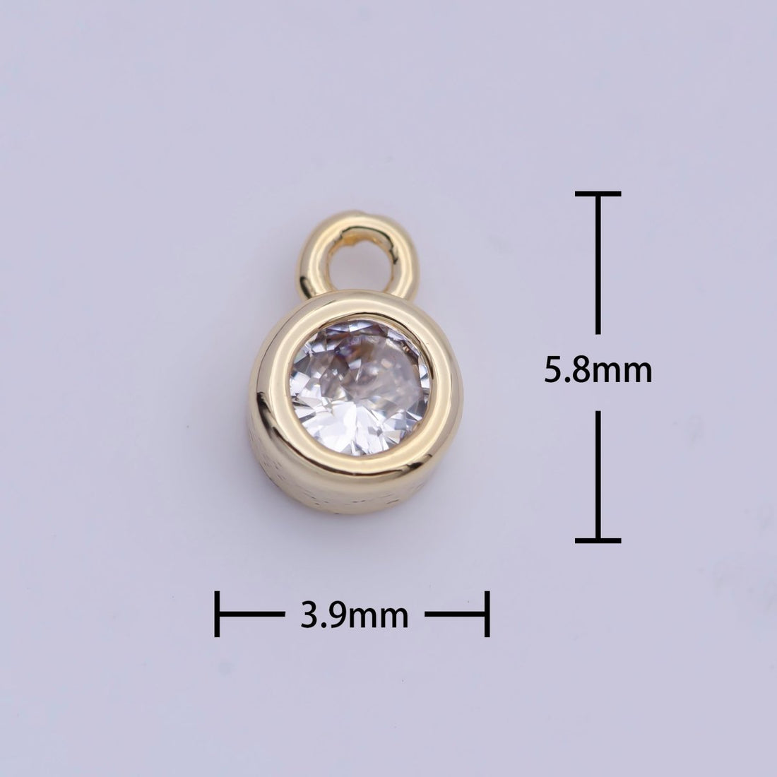 4mm Round Clear Cubic Zirconia Charm Component AG-137
