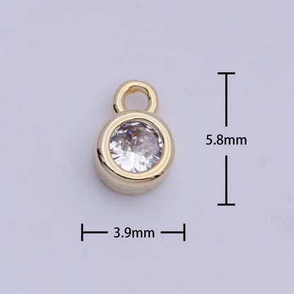 4mm Round Clear Cubic Zirconia Charm Component AG-137