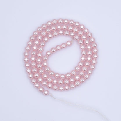 4mm Round White, Purple, Pink Shell Pearl Strand | WA-2987 ~ WA-3011