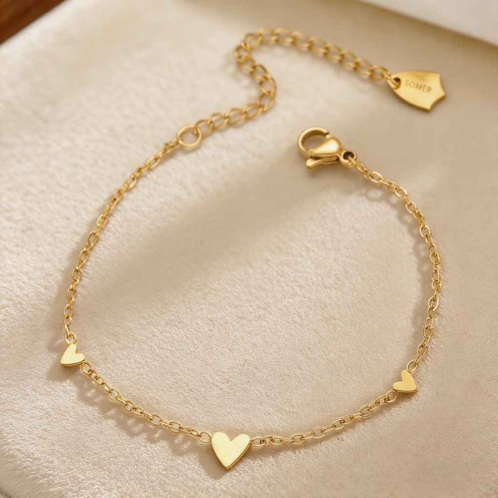 Titanium Steel Heart Necklace &amp; Bracelet Set