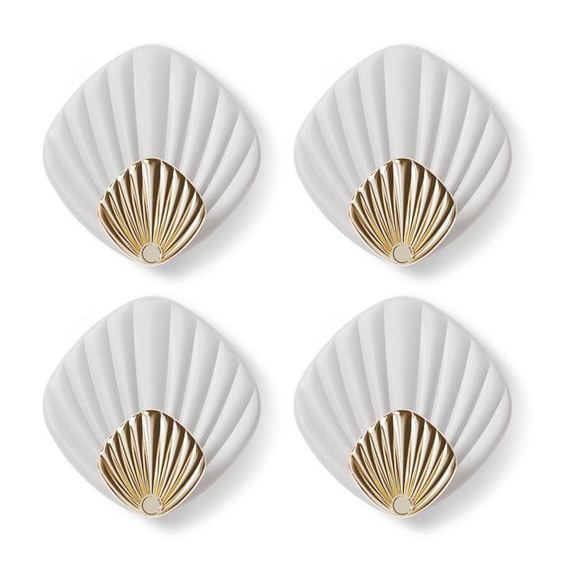 4pcs Creative Shell Shape Wall Hanging Hook Punch-free Strong Adhesive Hook Bathroom Kitchen Wall-mounted Seamless Sticky Hook  Shell Hook Non-Punching Strong Adhesive Adhesive Hook Bearing Door Behind Wall Bathroom Kitchen Key Holder