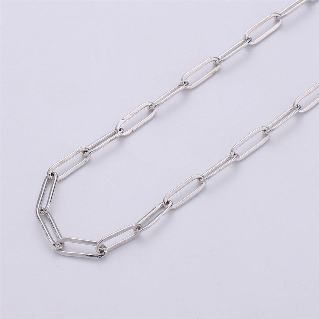 4X11mm 24K Gold Filled PAPERCLIP Elongated Chain, Flat Drawn Rectangle Cable Box Chain Sold By Yard, Bulk Unfinished Chain, White Gold Filled | ROLL-072, ROLL-077, ROLL-179, ROLL-095