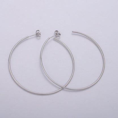 50 mm Simple Light Hoops 24K Gold, Loop Gold Earrings for DIY Earring Craft Supply Jewelry Making, Q-412 Q-413