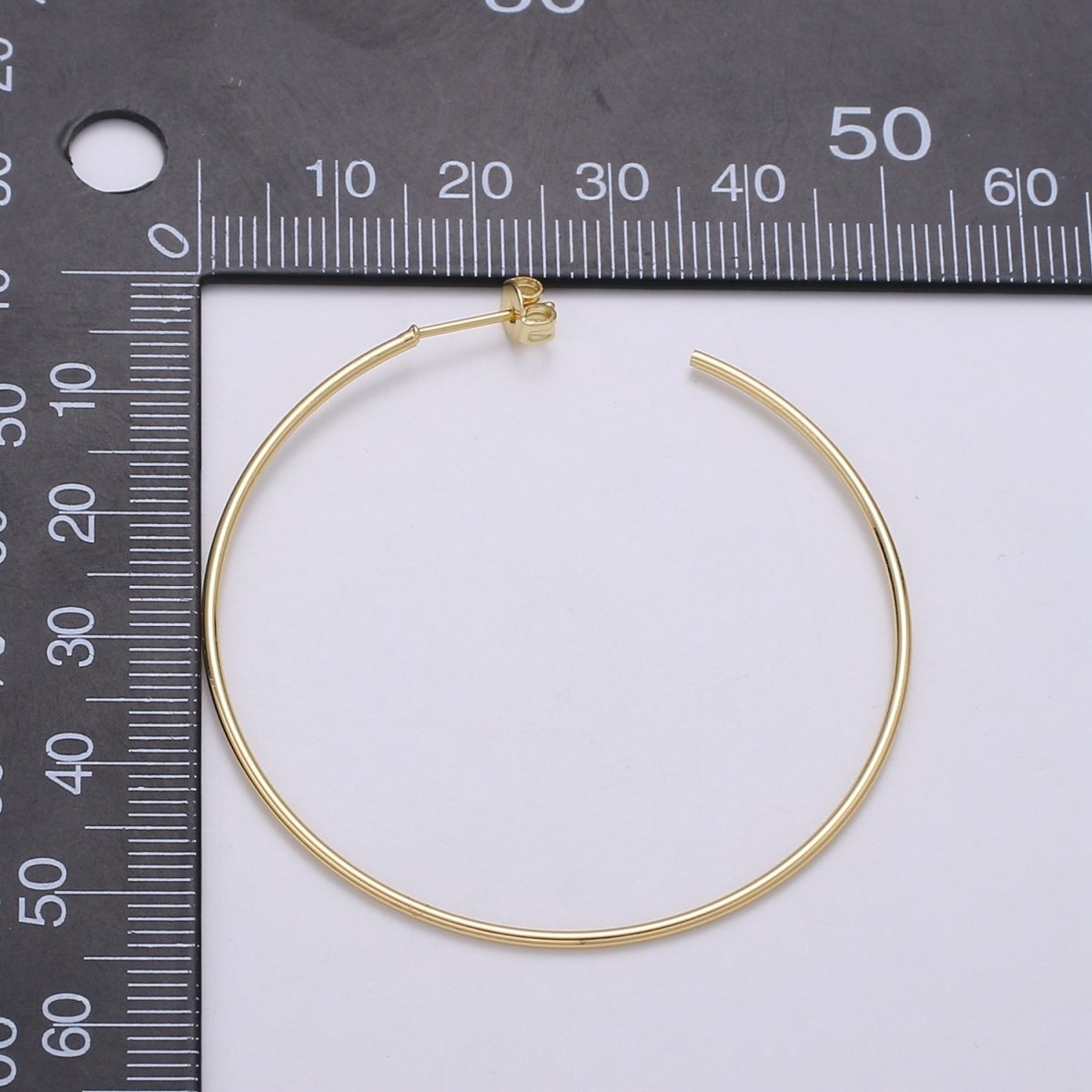 50 mm Simple Light Hoops 24K Gold, Loop Gold Earrings for DIY Earring Craft Supply Jewelry Making, Q-412 Q-413