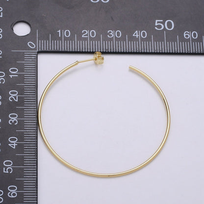50 mm Simple Light Hoops 24K Gold, Loop Gold Earrings for DIY Earring Craft Supply Jewelry Making, Q-412 Q-413