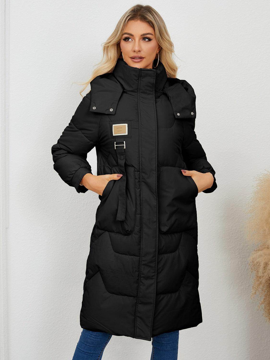Long Sleeve Longline Hooded Winter Coat for Women
