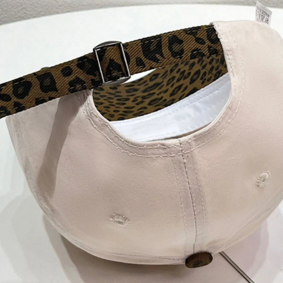 Leopard Print Baseball Cap with Embroidered Letter