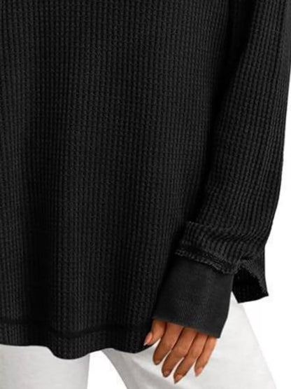 Waffle Knit Long Sleeve Sweatshirt