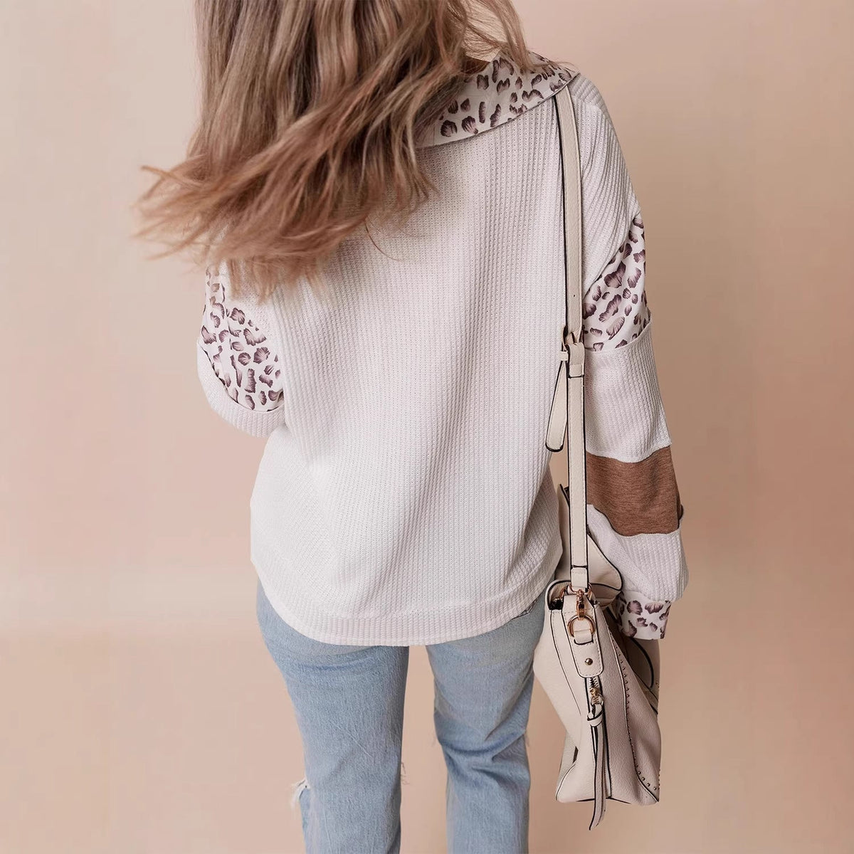 Fashion Leopard Print Printed Lapel Long Sleeve Hoodie