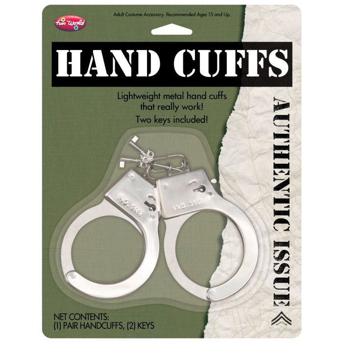 Metal Handcuffs Fake Costume Accessory with Keys