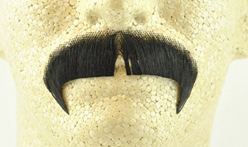 Black 100% Human Hair European Character Elegant Handlebar Mustache 2028