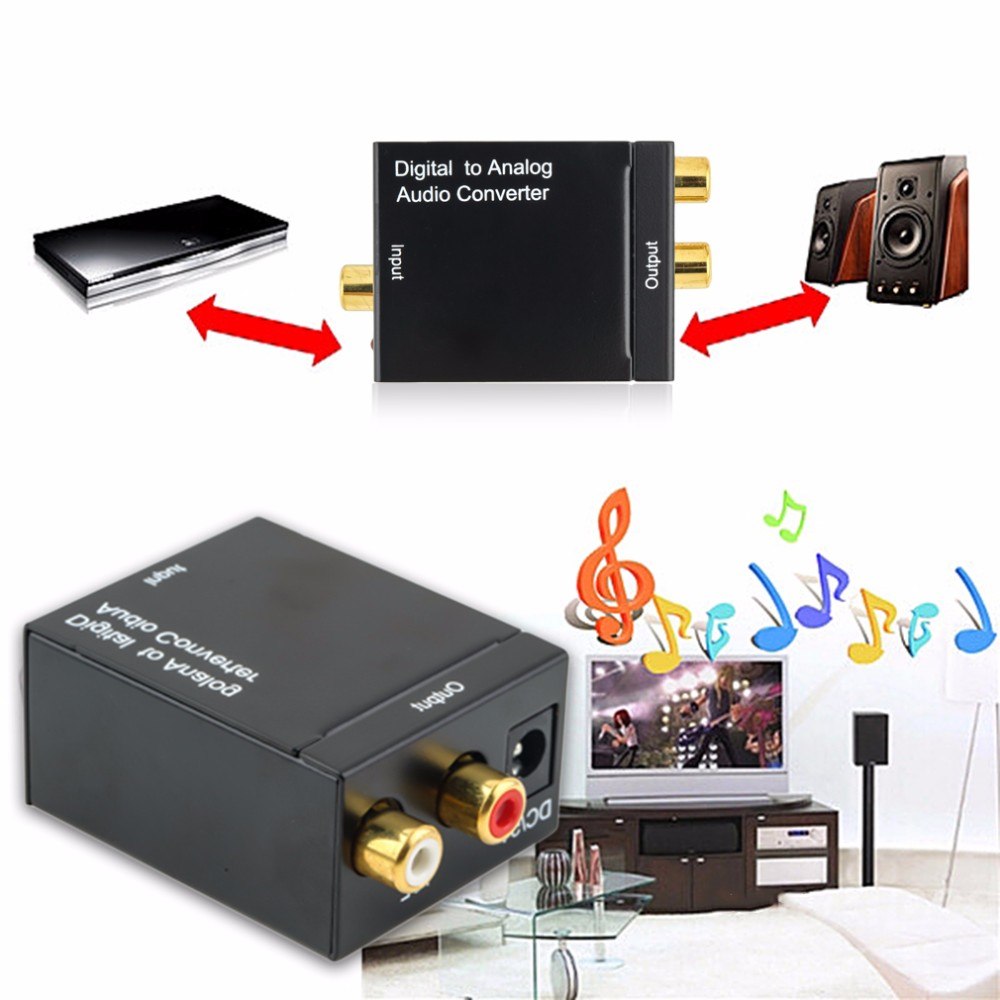 Digital to Analog Audio Converter Adapter Digital Optical Fiber Coaxial RCA Toslink Signal to Analog Audio Converter RCA for DVD