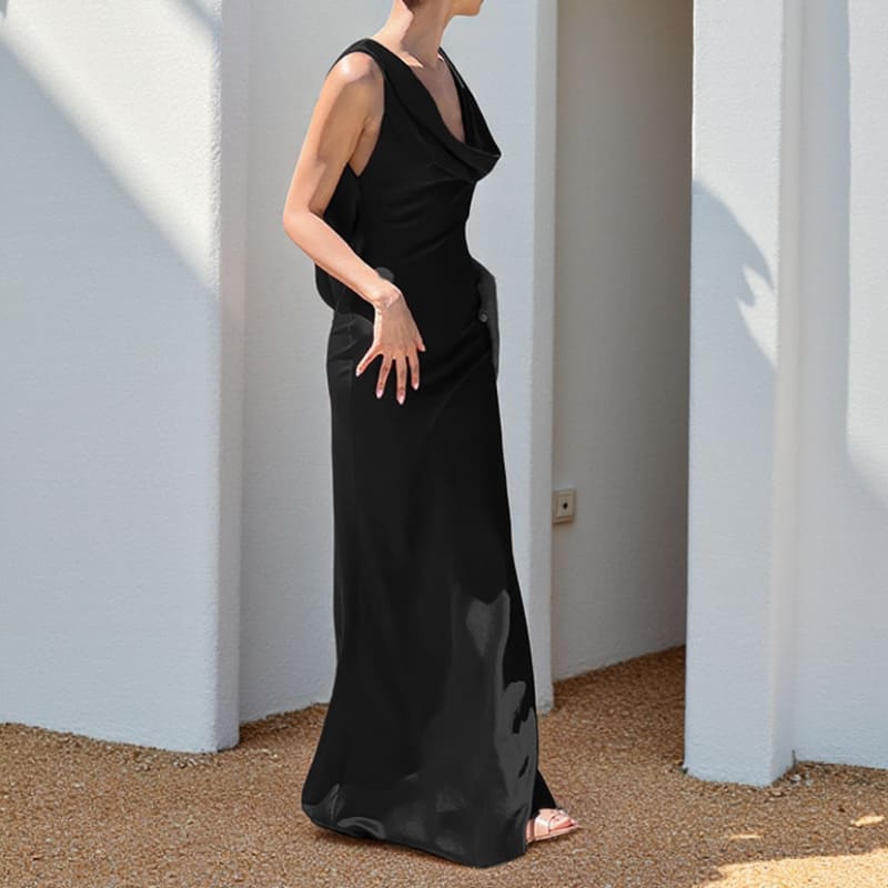 Deep Drape Neck Gown Dresses