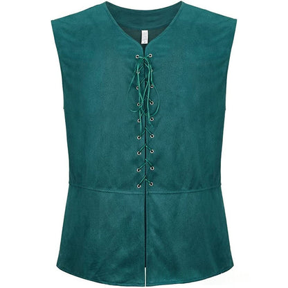 Retro Steampunk Vest Mens Lace-Up Waistcoat