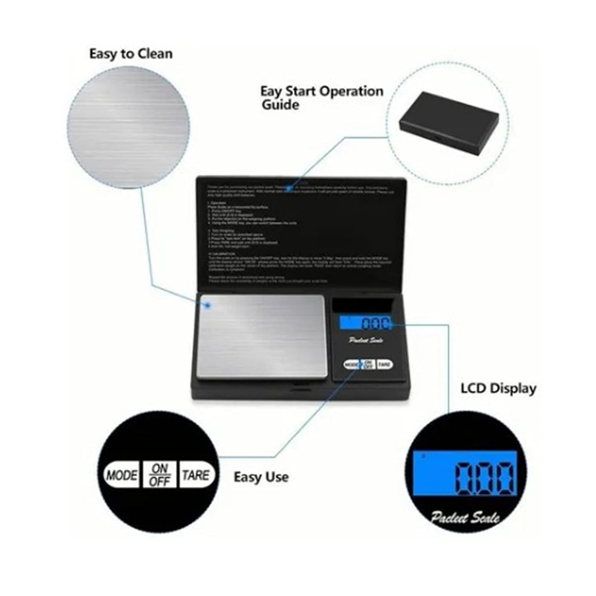 Electronic Food Scale, Portable Wide Application 1000G 0.1G Precise Measurement of Coin Digital Scale
