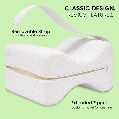Contour Original Hourglass Knee Pillow for Side Sleepers with Adjustable Strap - Memory Foam Leg Support Cushion Between Knees for Hip &amp; Spine Alignment - Ergonomic Leg Pillow for Side Sleeping