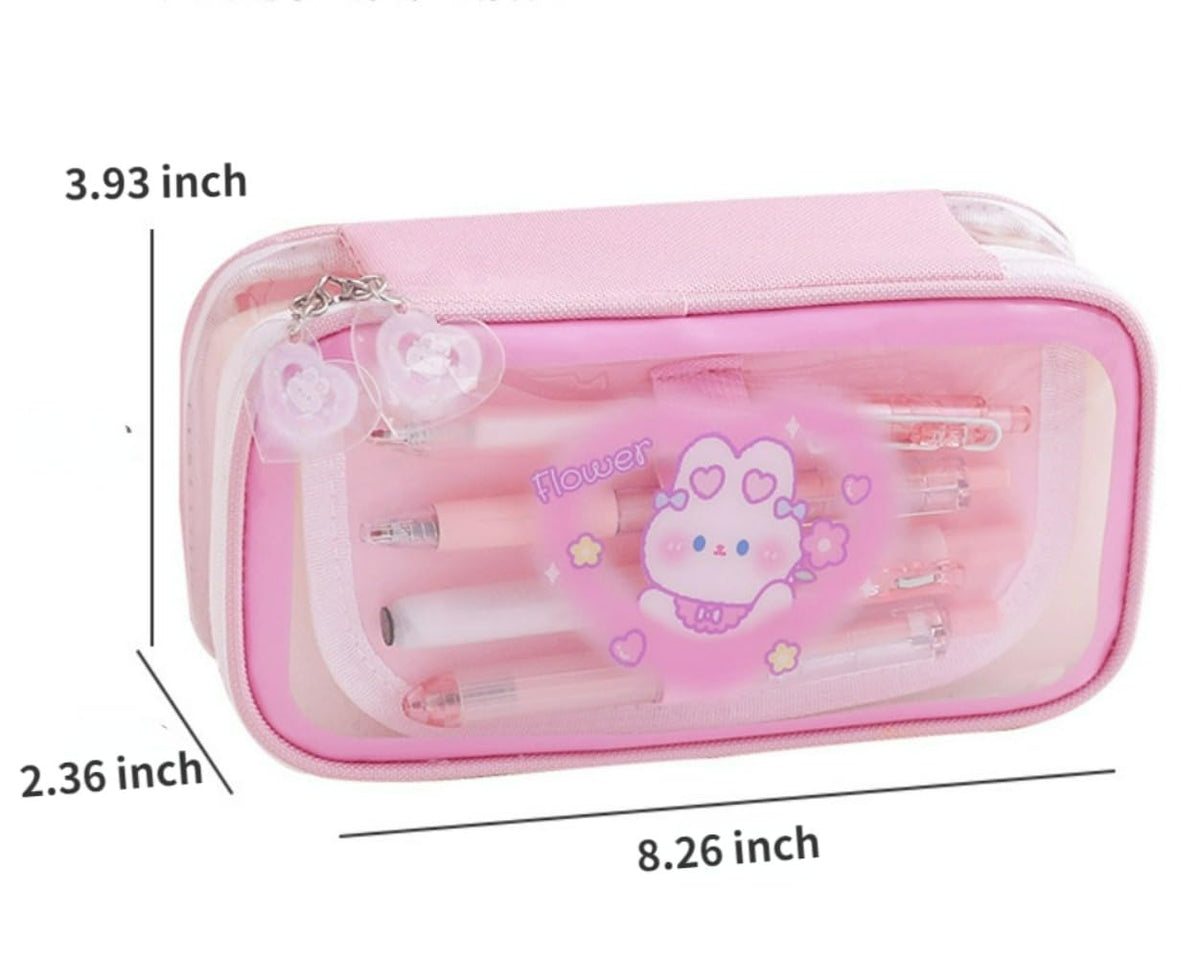 Cute Kawaii Pencil Case - Large Capacity Multilayer Rabbit Design Pen Pouch Gift