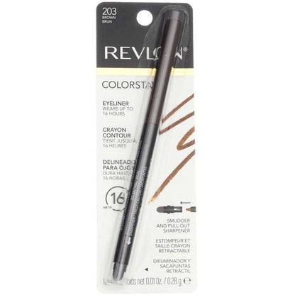 Revlon ColorStay Pencil Waterproof Eyeliner, Smudge-Proof, Eye Makeup with Built-In Sharpener, Long-Lasting, Matte Finish, 201 Black, 2 pack