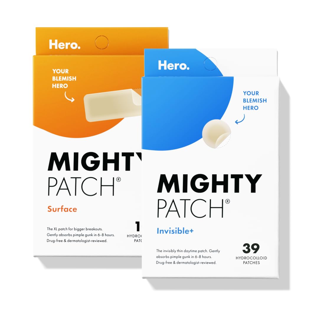 Mighty Patch Invisible+ &amp; Surface Bundle - Acne Patches for Daytime and Larger Breakout Treatment of Pimples. Clean, Vegan-Friendly, Cruelty-Free