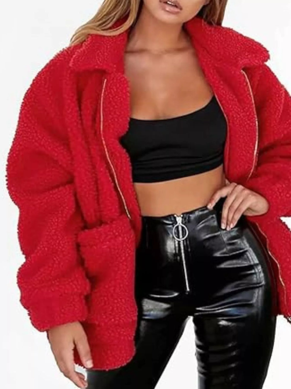 Full Size Cozy Fleece Zip Up Jacket Plus Size
