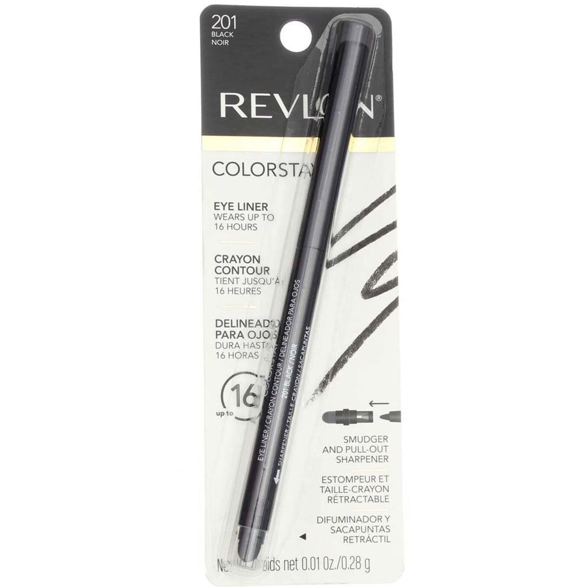 Revlon ColorStay Pencil Waterproof Eyeliner, Smudge-Proof, Eye Makeup with Built-In Sharpener, Long-Lasting, Matte Finish, 201 Black, 2 pack