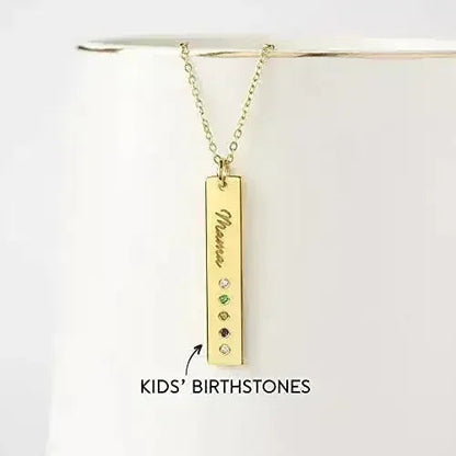 Mom Necklace Birthstone, Birthstone Bar Necklace, Mom Jewelry