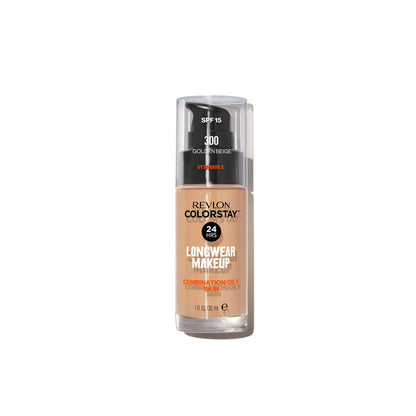 Revlon Liquid Foundation, ColorStay Face Makeup for Combination &amp; Oily Skin, SPF 15, Medium-Full Coverage with Matte Finish, 180 Sand Beige, 1 Fl Oz