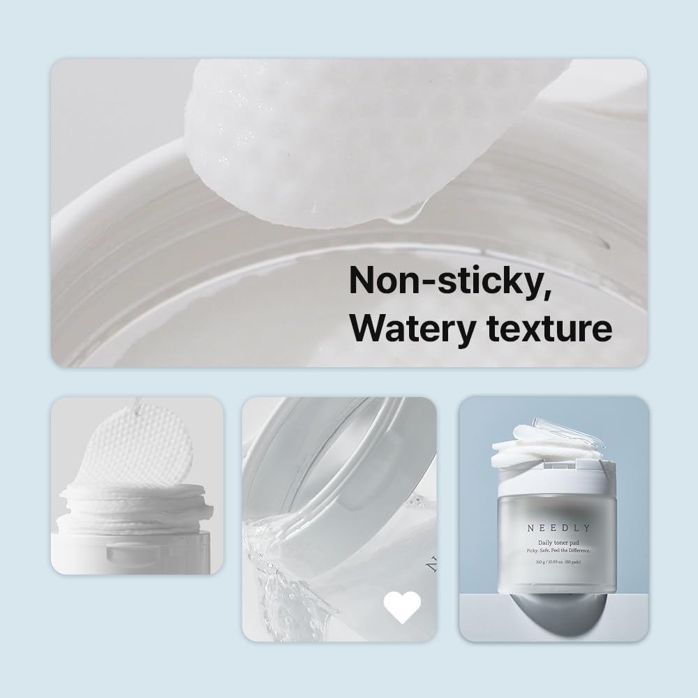 Needly Daily Toner Pad I Exfoliating Pads for Face with BHA &amp; PHA(80 Pads), Deep Hydration, Pore Minimizer for Face, Centella, Tea Tree, High Volume Essence, Extra Large Cotton Pad, Korean Skin Care