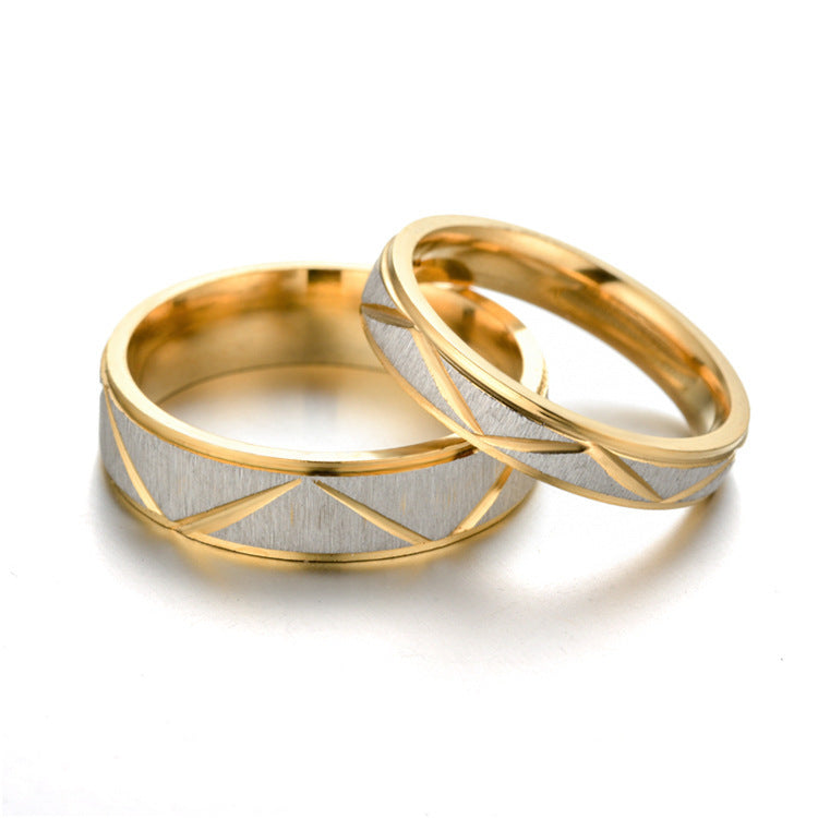24K Gold Titanium Steel Couple Ring