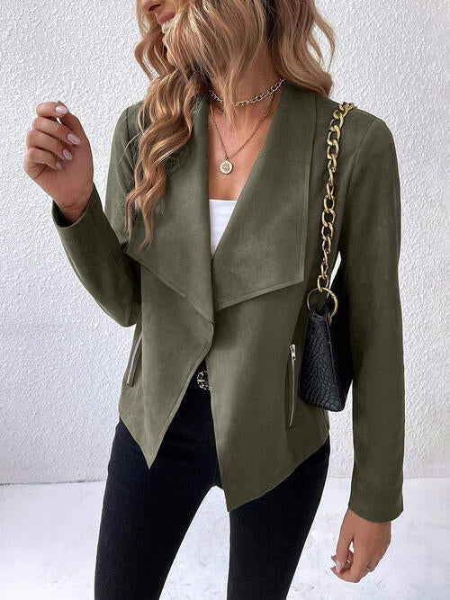 Classic Minimalist Collared Long Sleeve Jacket for Women – Minimalist &amp; Lightweight Everyday Outerwear