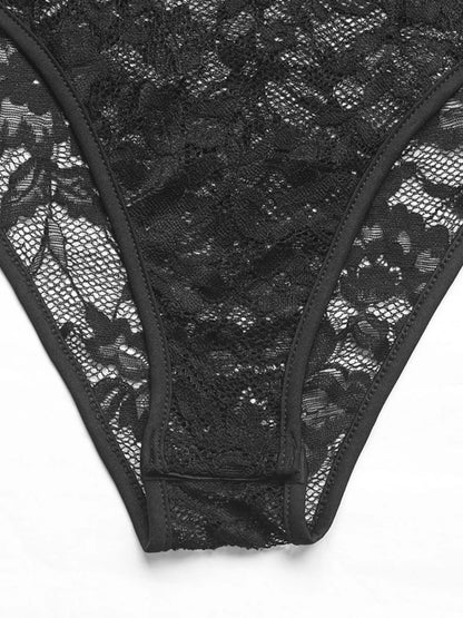 Lace Plunge Sleeveless Bodysuit