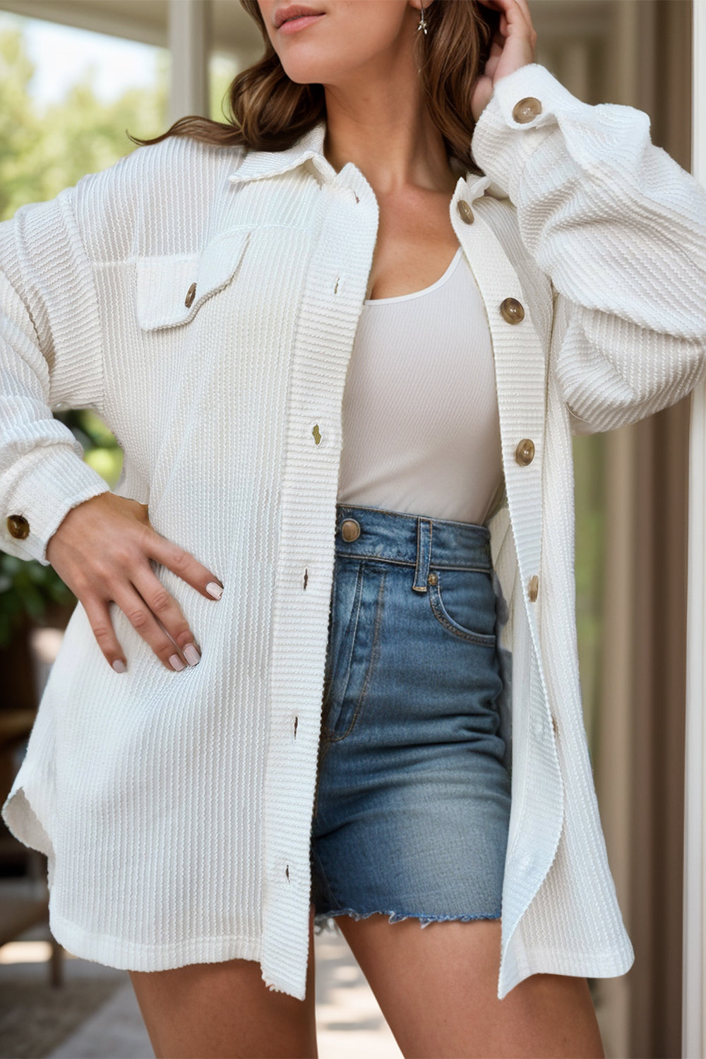 Plus Size Plaid Button-Up Jacket
