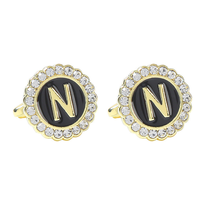 Round Diamond French Cufflinks Men&